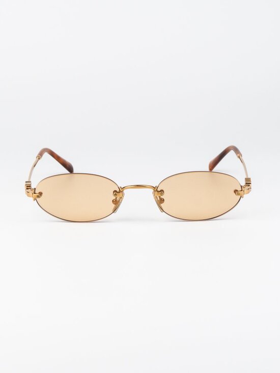 Miu Miu Women Sunglasses Brass Orange Oval MUA54S 7OE90X NEW AUTHENTIC